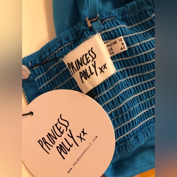 NWT Princess Polly blue crop top with removable straps. Size 8. - Picture 7 of 9